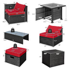 9 Pieces Patio Furniture Set with 32‚Äù Fire Pit Table and 50000 BTU Square Propane Fire Pit