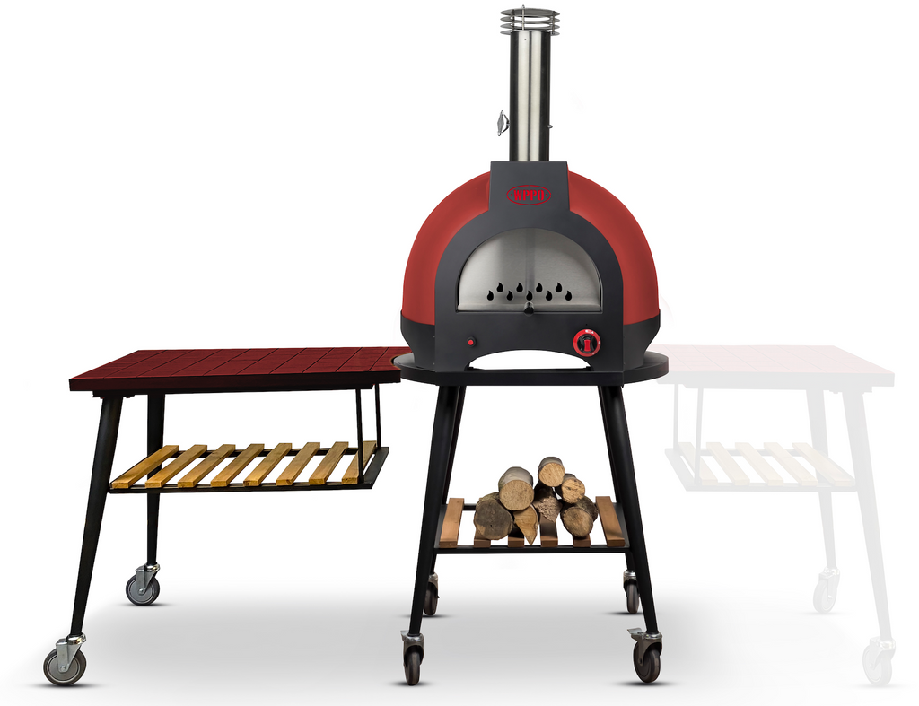WPPO Infinity 103cm long side table in red, fits the Infinity 50 and Infinity 66 ovens