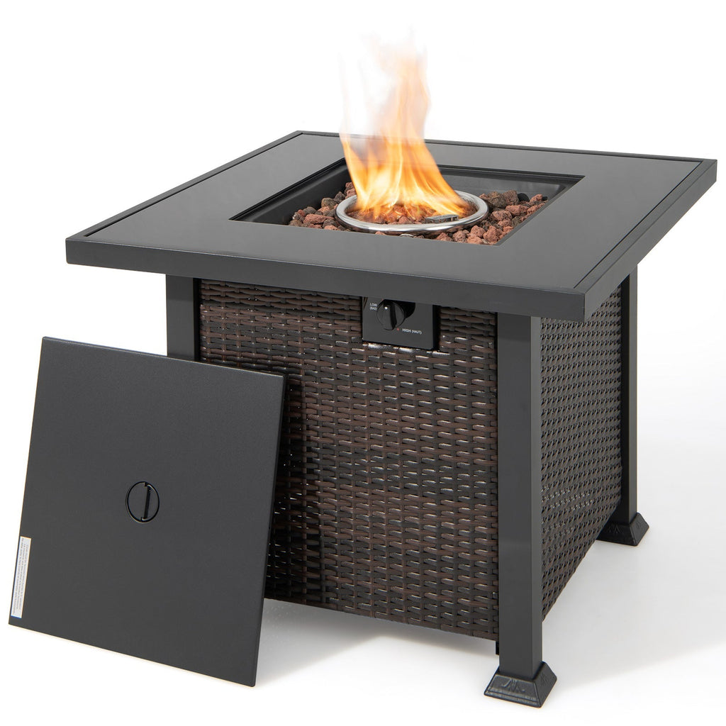 9 Pieces Patio Furniture Set with 32‚Äù Fire Pit Table and 50000 BTU Square Propane Fire Pit