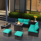 9 Pieces Patio Furniture Set with 32‚Äù Fire Pit Table and 50000 BTU Square Propane Fire Pit
