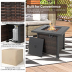 9 Pieces Patio Furniture Set with 32‚Äù Fire Pit Table and 50000 BTU Square Propane Fire Pit