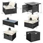 9 Pieces Patio Furniture Set with 32‚Äù Fire Pit Table and 50000 BTU Square Propane Fire Pit
