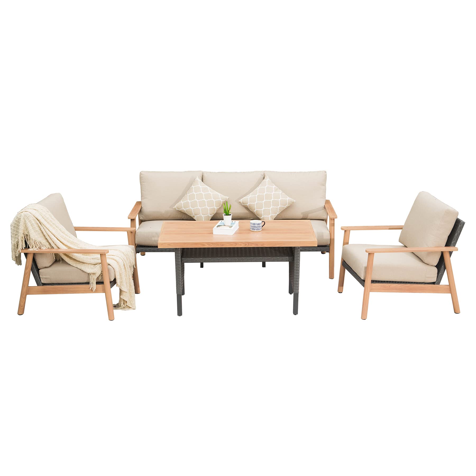 Outdoor Wicker Patio Furniture Sets - 4 Pieces