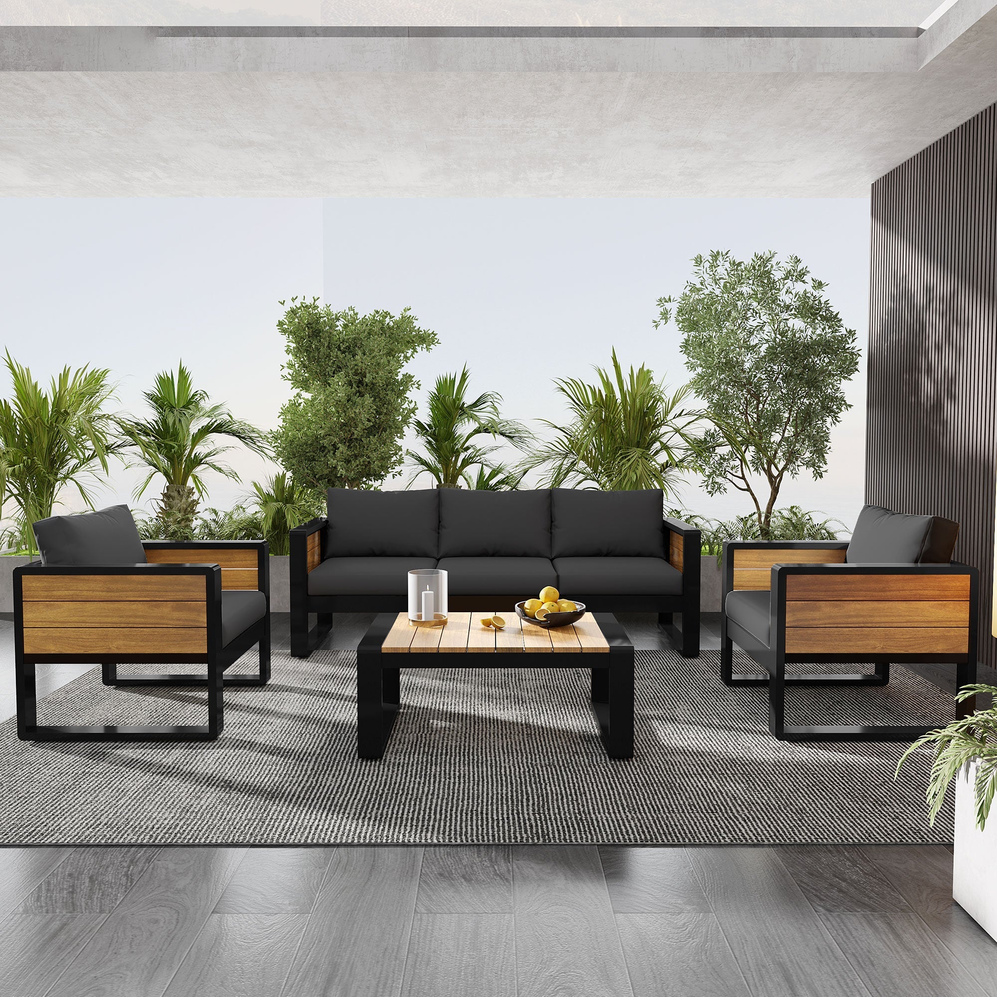 Aluminum Frame Large 4-Piece Outdoor Patio Furniture Set