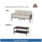 8-Piece Metal Patio Furniture Set, 9-Seat All-Weather Conversation Sofa