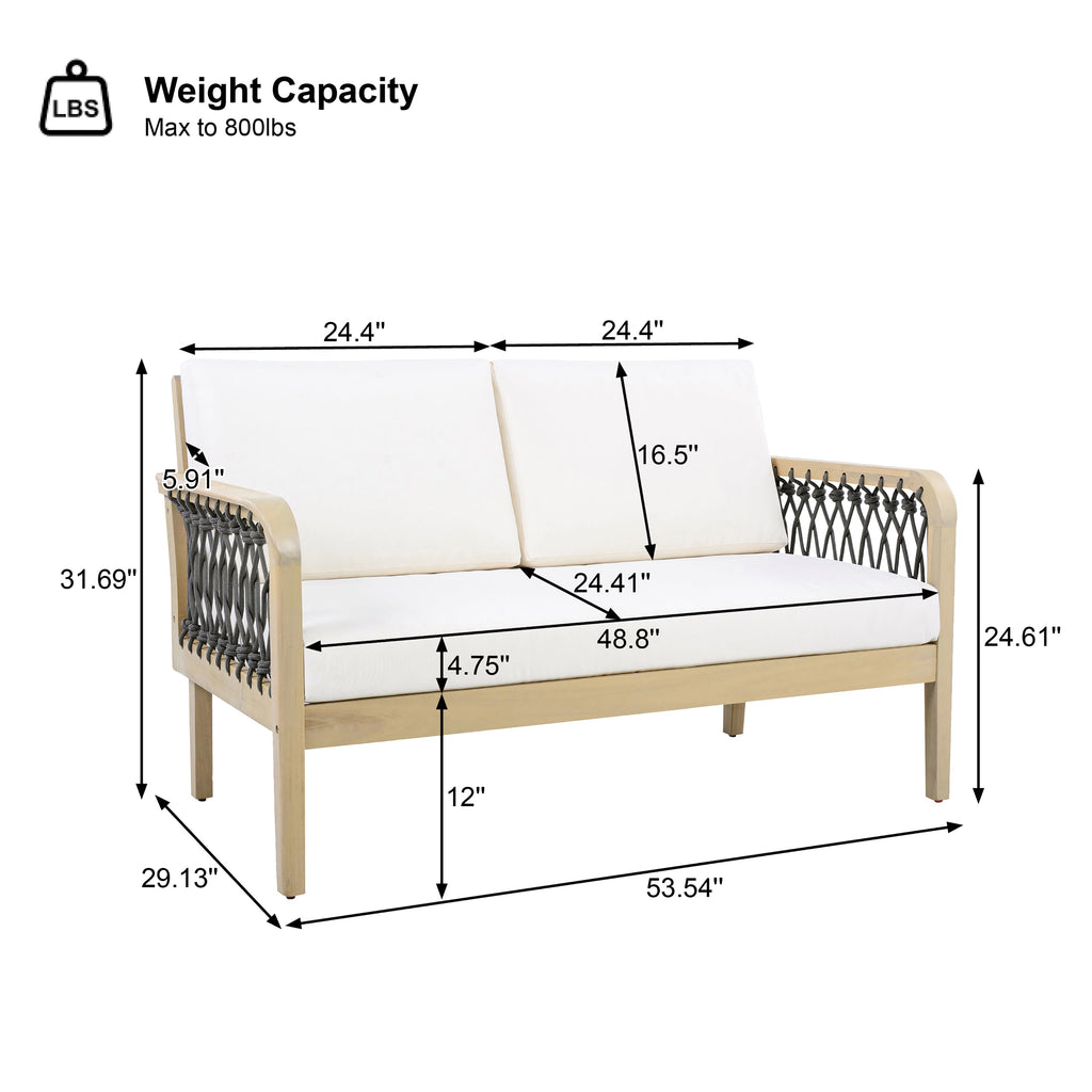 4-Piece Acacia Wood Outdoor Patio Furniture Set