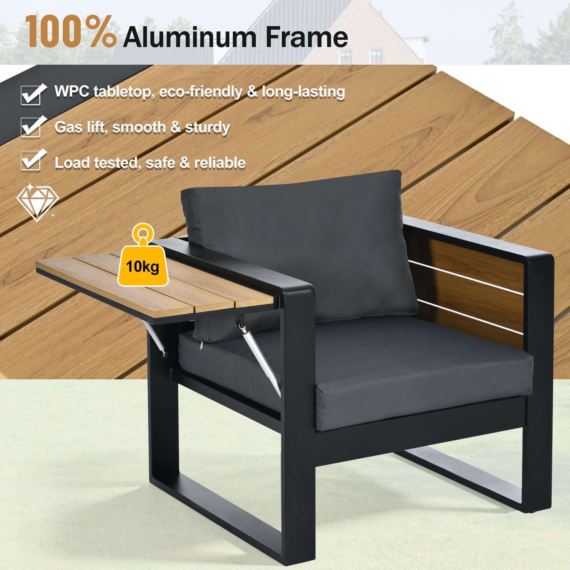 Aluminum Frame Large 4-Piece Outdoor Patio Furniture Set