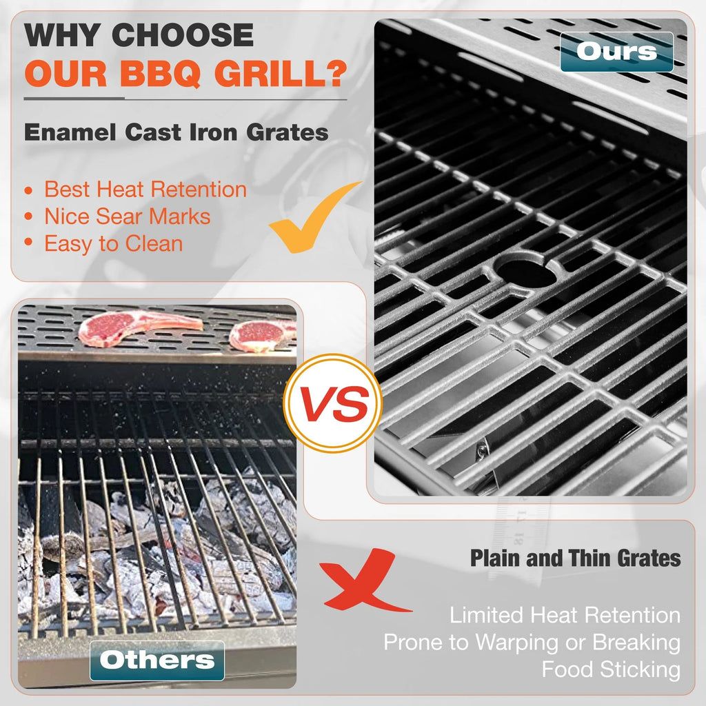 Stainless Steel 6-Burner Propane Gas Grill with Side Burner