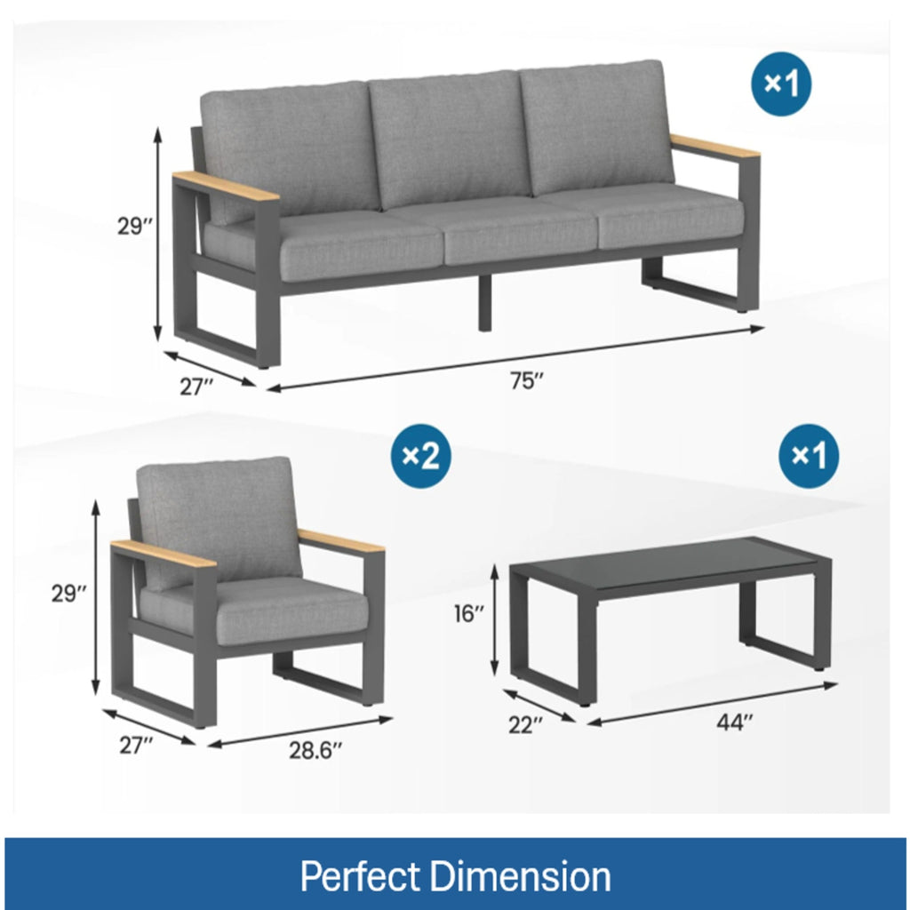 All-Weather 4-Piece Ultra Aluminum Patio Furniture Set