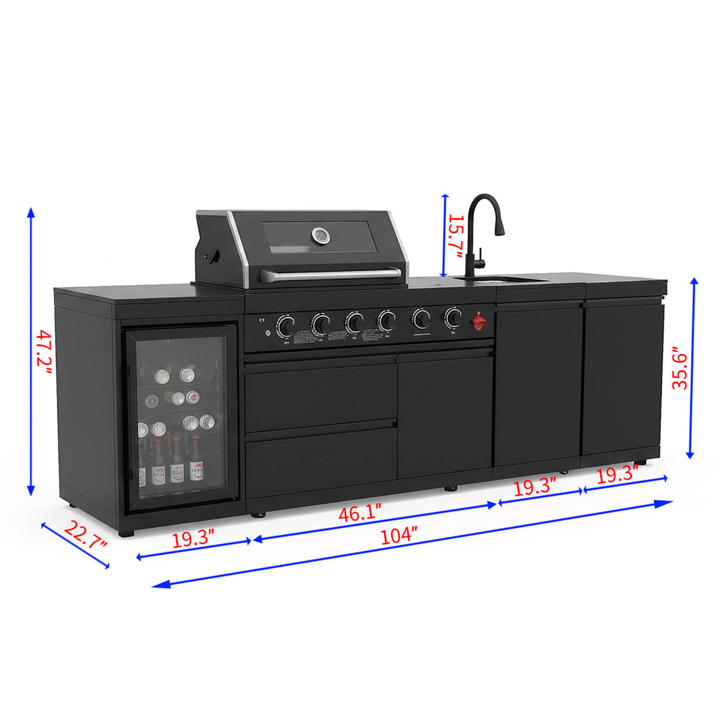 Deluxe Stainless Steel Propane Gas Outdoor Kitchen Barbecue Grill
