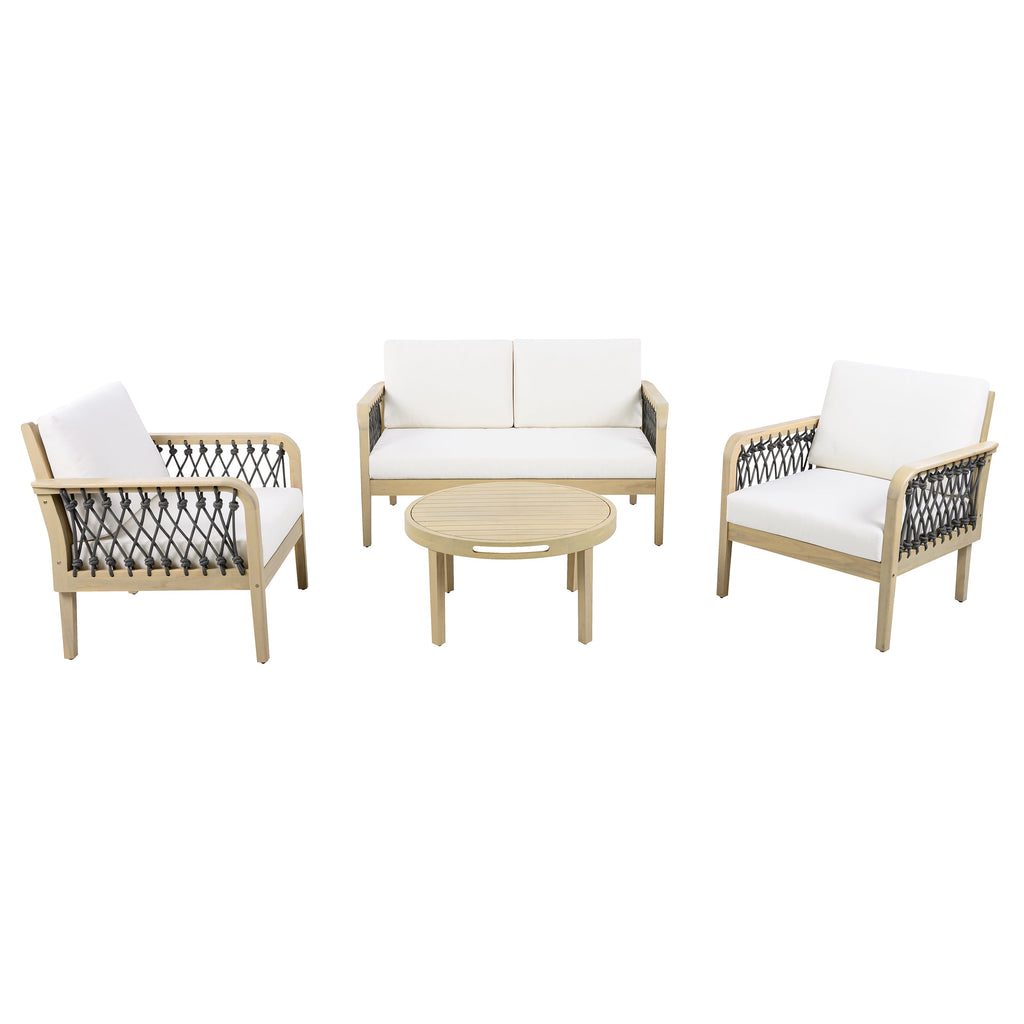 4-Piece Acacia Wood Outdoor Patio Furniture Set
