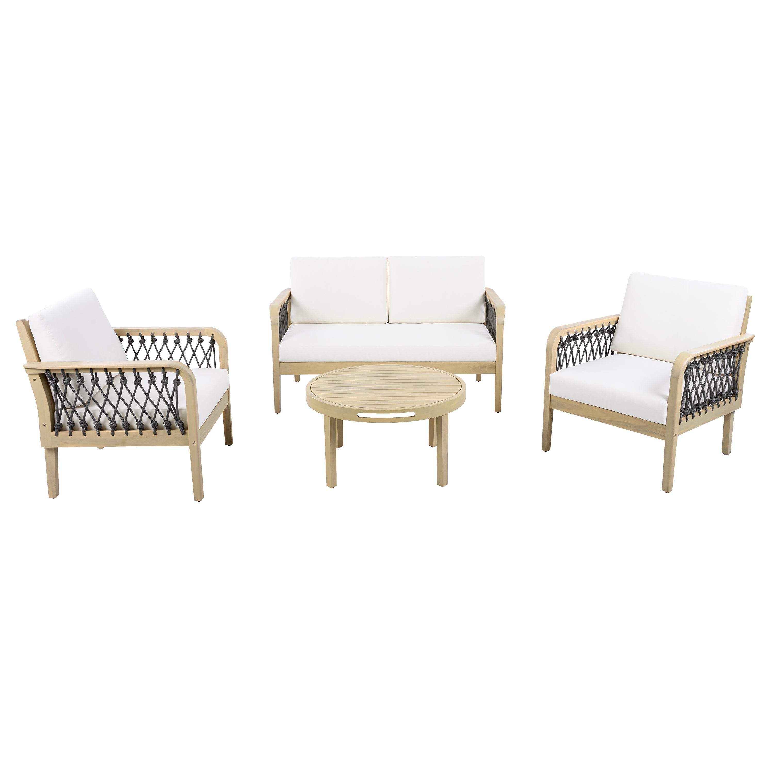 4-Piece Acacia Wood Outdoor Patio Furniture Set