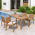 Durable 5-Piece Patio Furniture Set Acacia Wood Table and 4 Heavy-Duty Cushioned Chairs