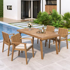 Durable 5-Piece Patio Furniture Set Acacia Wood Table and 4 Heavy-Duty Cushioned Chairs
