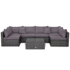 7 Pieces Patio Rattan Furniture Set Sectional Sofa Garden Cushion
