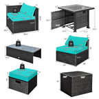9 Pieces Patio Furniture Set with 32‚Äù Fire Pit Table and 50000 BTU Square Propane Fire Pit