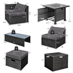 9 Pieces Patio Furniture Set with 32‚Äù Fire Pit Table and 50000 BTU Square Propane Fire Pit